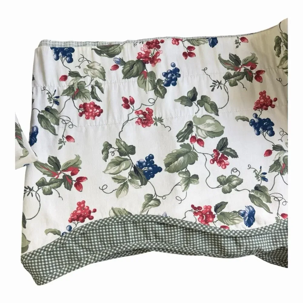 Vintage 4 Waverly Valances ORCHARD TRAIL Red Berries Scalloped Green Gingham 74”